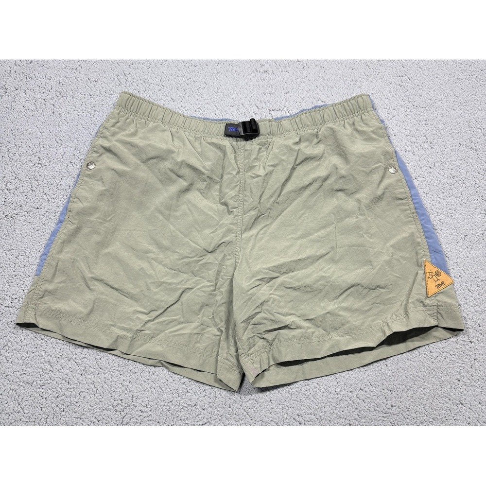 Teva Swim Trunks Shorts Mens Large Green Colorblock Mesh Lined Nylon‎ Quick Dry